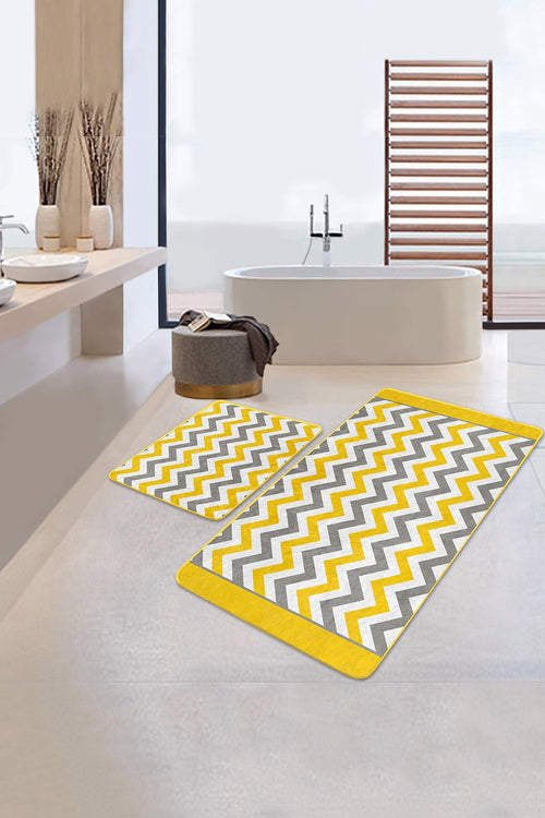 Set di 2 Tappetini da bagno antiscivolo Hulya BPS19 Rectangle Multicolore, 100 x 60 cm / 60 x 50 cm