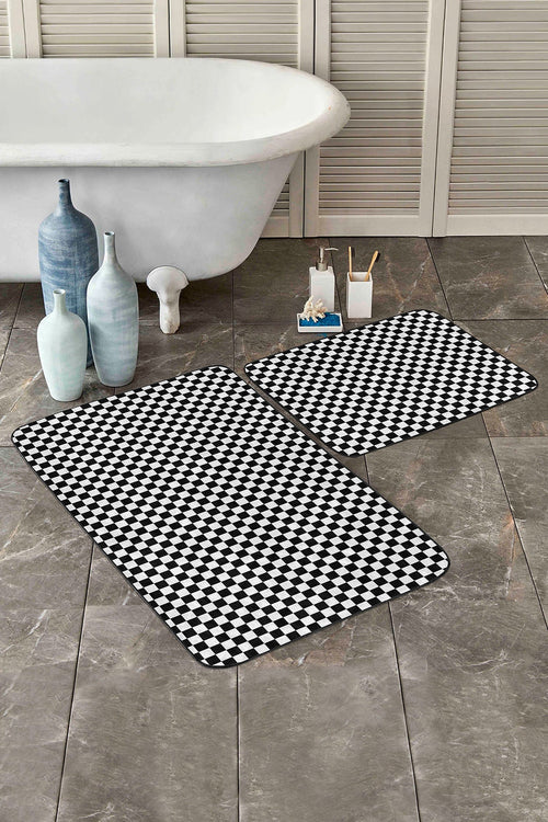 Set di 2 Tappetini da bagno antiscivolo Hulya BPS32 Rectangle Multicolore, 100 x 60 cm / 60 x 50 cm (1)