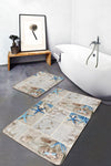 Set di 2 Tappetini da bagno antiscivolo Hulya BPS4 Rectangle Multicolore, 100 x 60 cm / 60 x 50 cm (1)