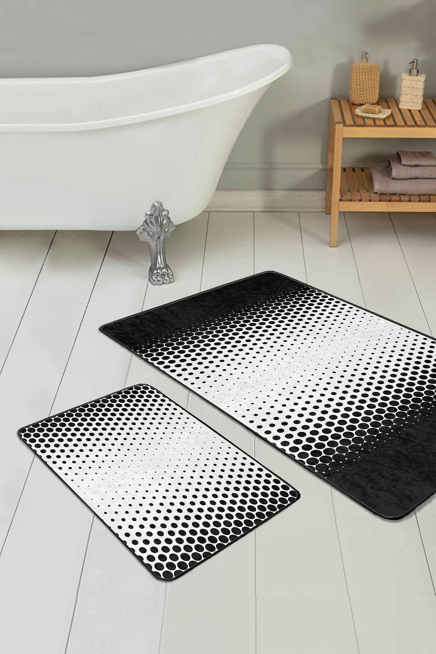 Set di 2 Tappetini da bagno antiscivolo Hulya BPS50 Rectangle Multicolore, 100 x 60 cm / 60 x 50 cm