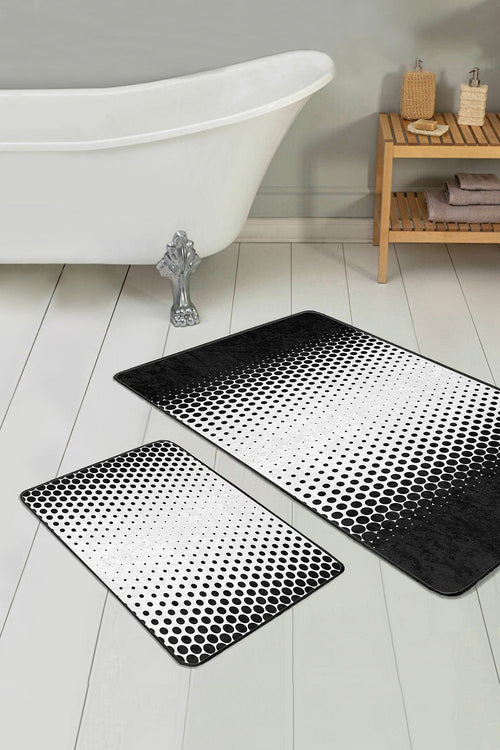 Set di 2 Tappetini da bagno antiscivolo Hulya BPS50 Rectangle Multicolore, 100 x 60 cm / 60 x 50 cm