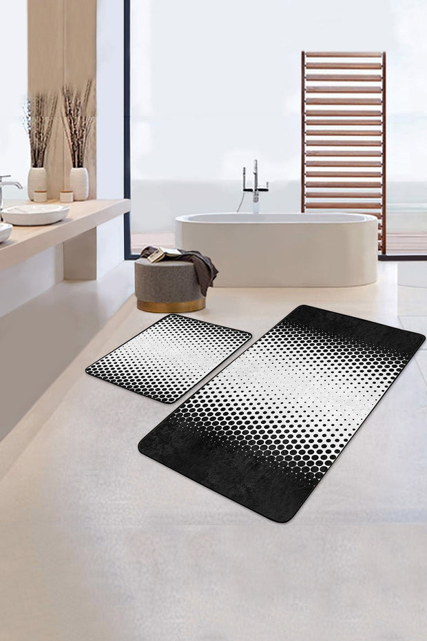 Set di 2 Tappetini da bagno antiscivolo Hulya BPS50 Rectangle Multicolore, 100 x 60 cm / 60 x 50 cm (2)
