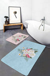 Set di 2 Tappetini da bagno antiscivolo Hulya BPS7 Rectangle Multicolore, 100 x 60 cm / 60 x 50 cm (2)