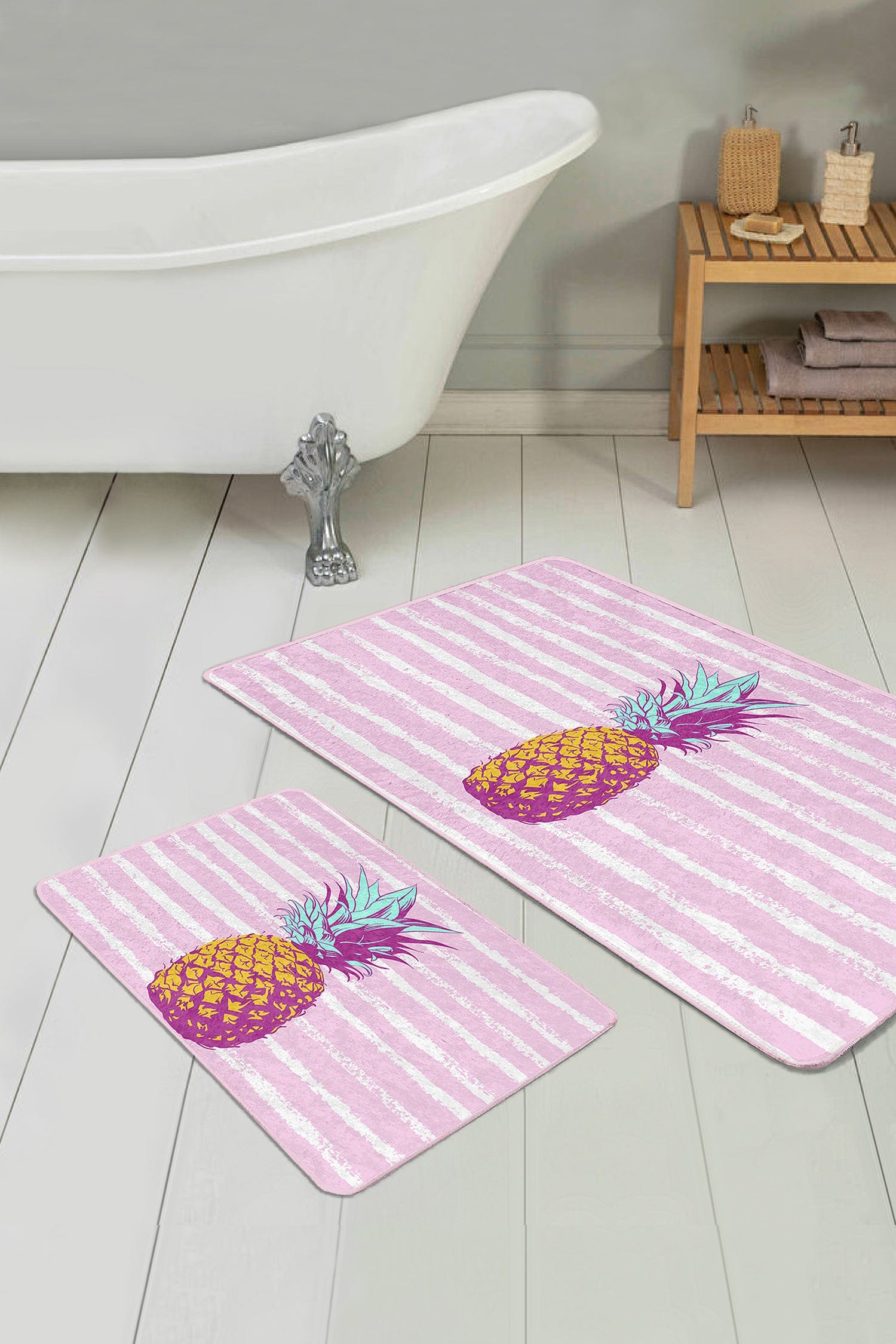 Set di 2 Tappetini da bagno antiscivolo Irem BPS100 Rectangle Multicolore, 100 x 60 cm / 60 x 50 cm