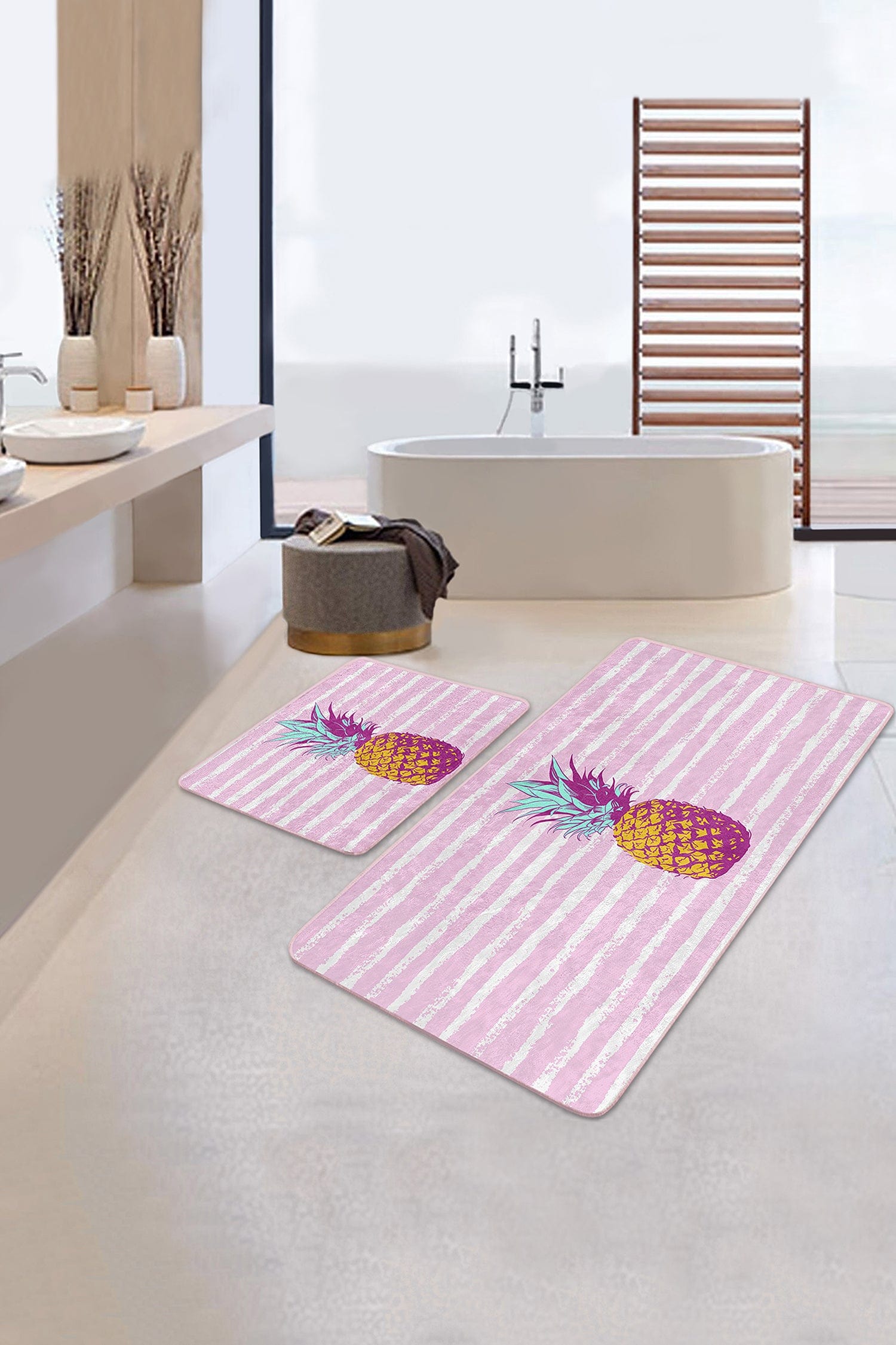 Set di 2 Tappetini da bagno antiscivolo Irem BPS100 Rectangle Multicolore, 100 x 60 cm / 60 x 50 cm (2)