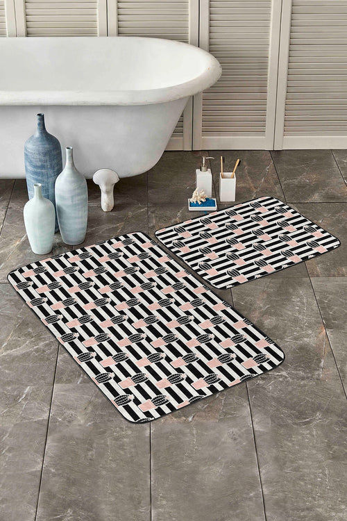 Set di 2 Tappetini da bagno antiscivolo Irem BPS102 Rectangle Multicolore, 100 x 60 cm / 60 x 50 cm (1)