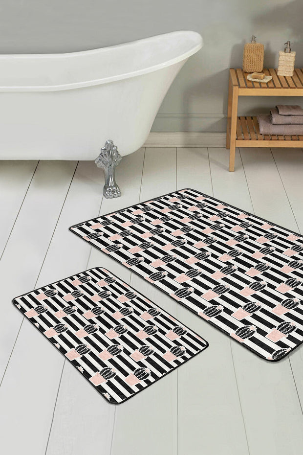 Set di 2 Tappetini da bagno antiscivolo Irem BPS102 Rectangle Multicolore, 100 x 60 cm / 60 x 50 cm (2)