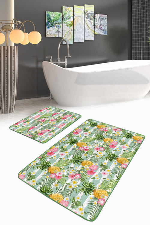 Set di 2 Tappetini da bagno antiscivolo Irem BPS103 Rectangle Multicolore, 100 x 60 cm / 60 x 50 cm (1)