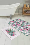 Set di 2 Tappetini da bagno antiscivolo Irem BPS104 Rectangle Multicolore, 100 x 60 cm / 60 x 50 cm
