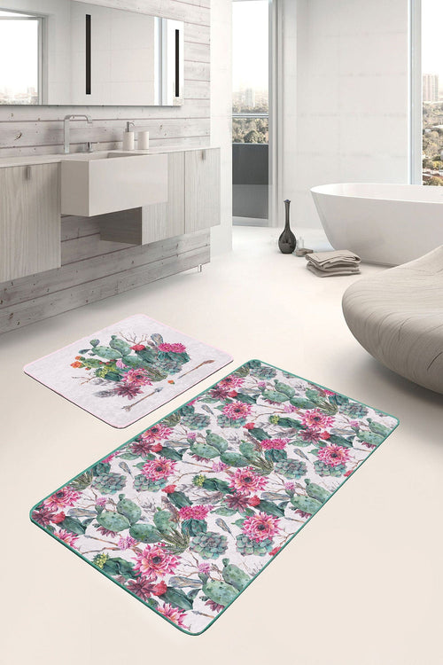 Set di 2 Tappetini da bagno antiscivolo Irem BPS104 Rectangle Multicolore, 100 x 60 cm / 60 x 50 cm (1)