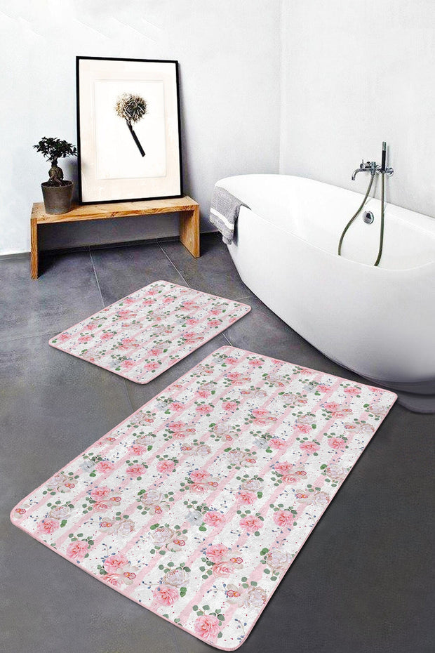 Set di 2 Tappetini da bagno antiscivolo Irem BPS105 Rectangle Multicolore, 100 x 60 cm / 60 x 50 cm (2)