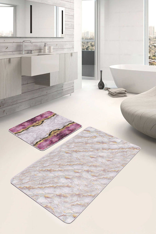 Set di 2 Tappetini da bagno antiscivolo Irem BPS98 Rectangle Multicolore, 100 x 60 cm / 60 x 50 cm (1)