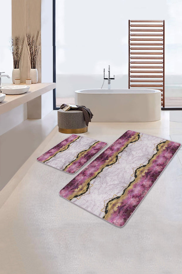 Set di 2 Tappetini da bagno antiscivolo Irem BPS99 Rectangle Multicolore, 100 x 60 cm / 60 x 50 cm (2)