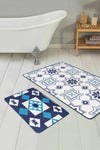 Set di 2 Tappetini da bagno antiscivolo Kader BPS470 Rectangle Multicolore, 100 x 60 cm / 60 x 50 cm