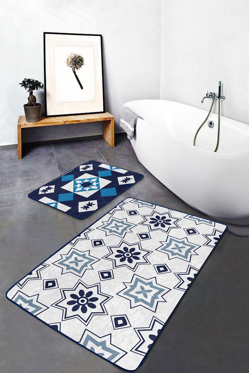 Set di 2 Tappetini da bagno antiscivolo Kader BPS470 Rectangle Multicolore, 100 x 60 cm / 60 x 50 cm (1)