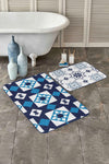 Set di 2 Tappetini da bagno antiscivolo Kader BPS471 Rectangle Multicolore, 100 x 60 cm / 60 x 50 cm