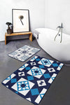 Set di 2 Tappetini da bagno antiscivolo Kader BPS471 Rectangle Multicolore, 100 x 60 cm / 60 x 50 cm (2)