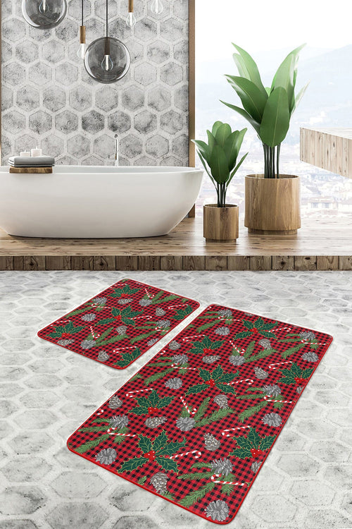 Set di 2 Tappetini da bagno antiscivolo Kader BPS473 Rectangle Multicolore, 100 x 60 cm / 60 x 50 cm (1)