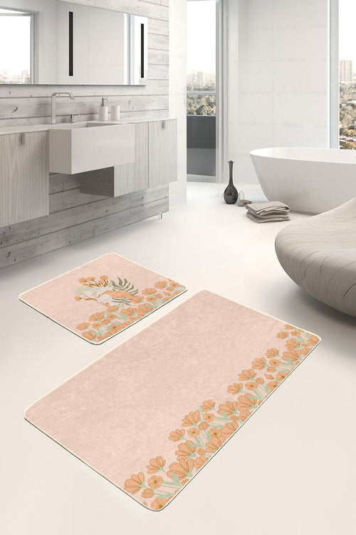 Set di 2 Tappetini da bagno antiscivolo Kader BPS475 Rectangle Multicolore, 100 x 60 cm / 60 x 50 cm