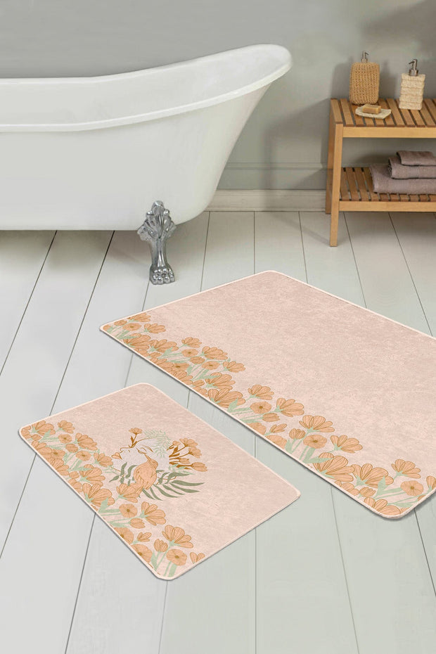 Set di 2 Tappetini da bagno antiscivolo Kader BPS475 Rectangle Multicolore, 100 x 60 cm / 60 x 50 cm (2)