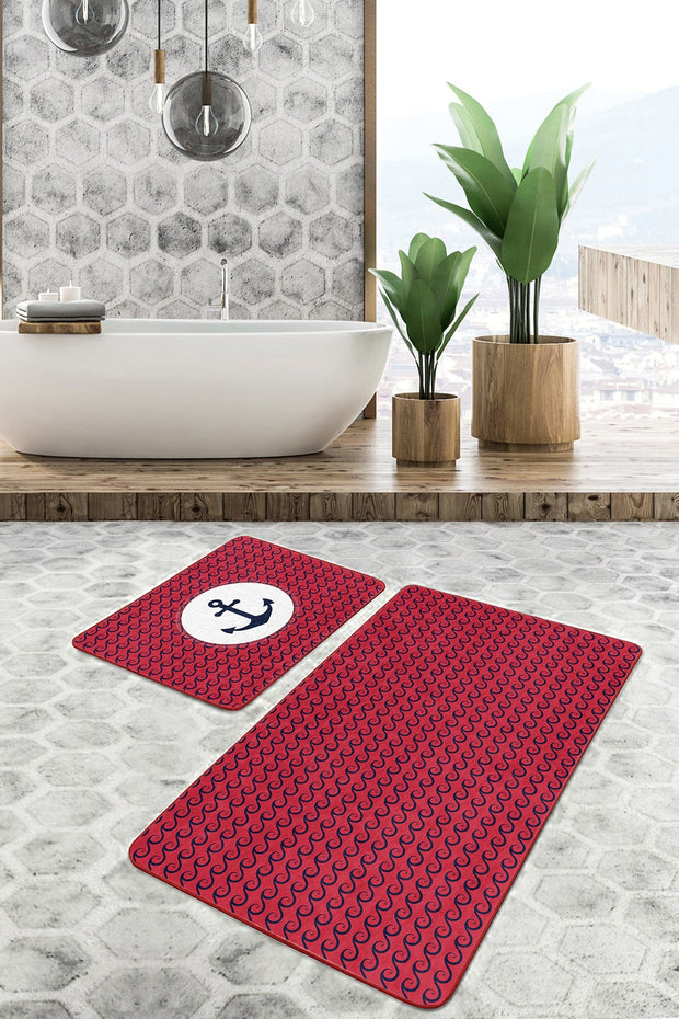 Set di 2 Tappetini da bagno antiscivolo Kenan BPS220 Rectangle Multicolore, 100 x 60 cm / 60 x 50 cm