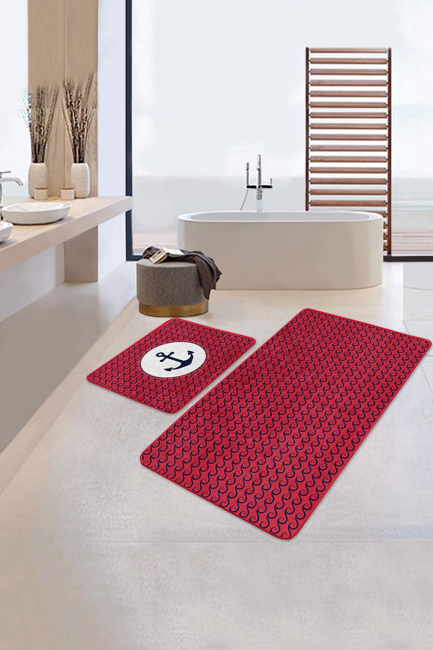 Set di 2 Tappetini da bagno antiscivolo Kenan BPS220 Rectangle Multicolore, 100 x 60 cm / 60 x 50 cm (1)