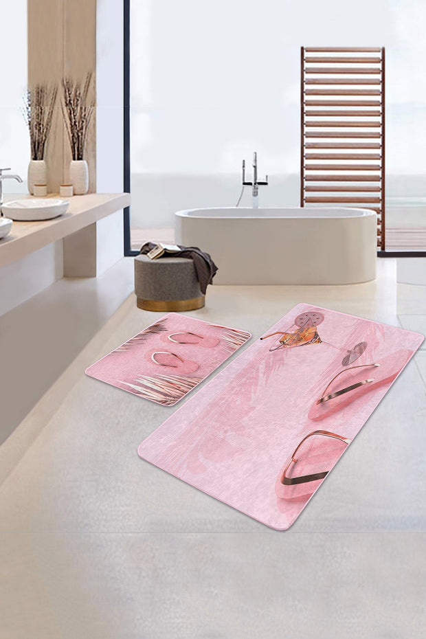 Hillkar Global Set di 2 Tappetini da bagno antiscivolo Kenan BPS221 Rectangle Multicolore, 100 x 60 cm / 60 x 50 cm