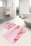 Hillkar Global Set di 2 Tappetini da bagno antiscivolo Kenan BPS221 Rectangle Multicolore, 100 x 60 cm / 60 x 50 cm