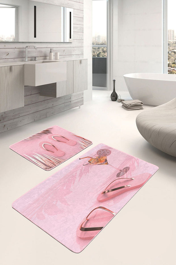 Hillkar Global Set di 2 Tappetini da bagno antiscivolo Kenan BPS221 Rectangle Multicolore, 100 x 60 cm / 60 x 50 cm