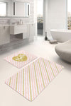 Set di 2 Tappetini da bagno antiscivolo Kenan BPS222 Rectangle Multicolore, 100 x 60 cm / 60 x 50 cm (1)