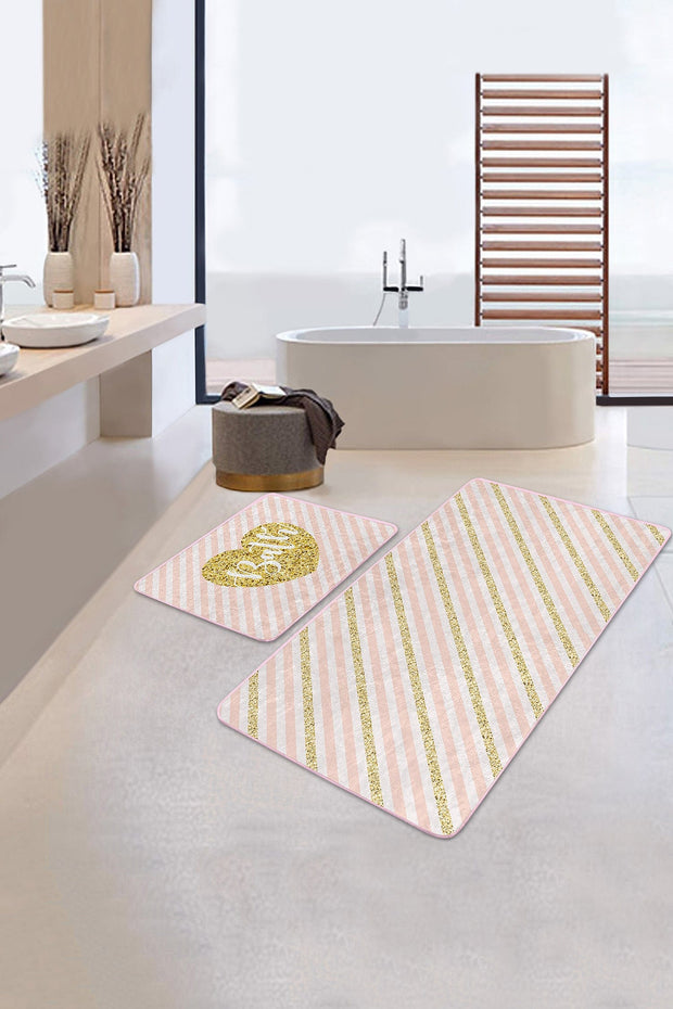 Set di 2 Tappetini da bagno antiscivolo Kenan BPS222 Rectangle Multicolore, 100 x 60 cm / 60 x 50 cm (2)