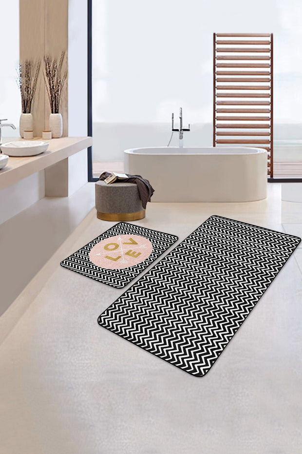 Set di 2 Tappetini da bagno antiscivolo Kenan BPS225 Rectangle Multicolore, 100 x 60 cm / 60 x 50 cm (2)