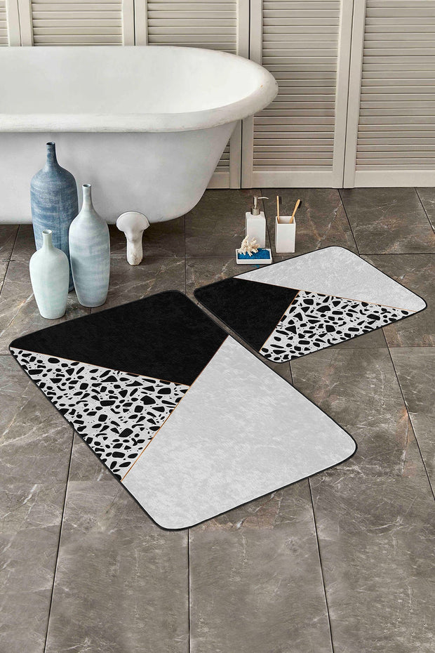 Set di 2 Tappetini da bagno antiscivolo Kenan BPS226 Rectangle Multicolore, 100 x 60 cm / 60 x 50 cm (1)