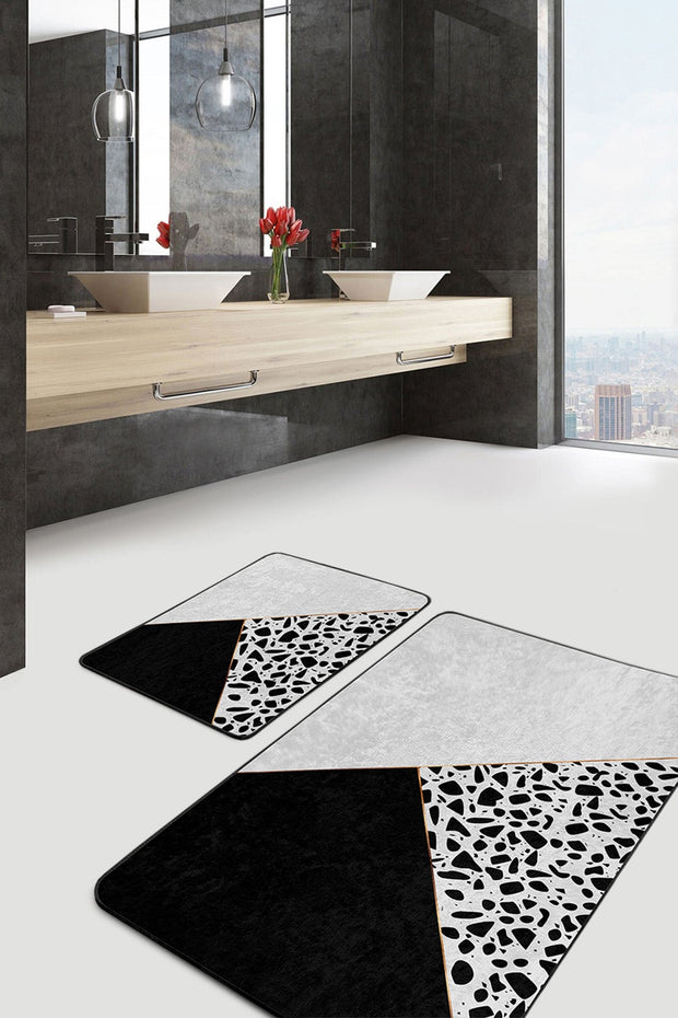 Set di 2 Tappetini da bagno antiscivolo Kenan BPS226 Rectangle Multicolore, 100 x 60 cm / 60 x 50 cm (2)