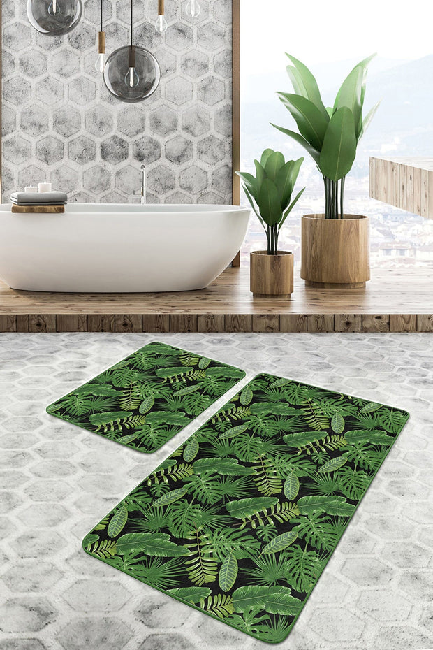 Set di 2 Tappetini da bagno antiscivolo Kenan BPS228 Rectangle Multicolore, 100 x 60 cm / 60 x 50 cm