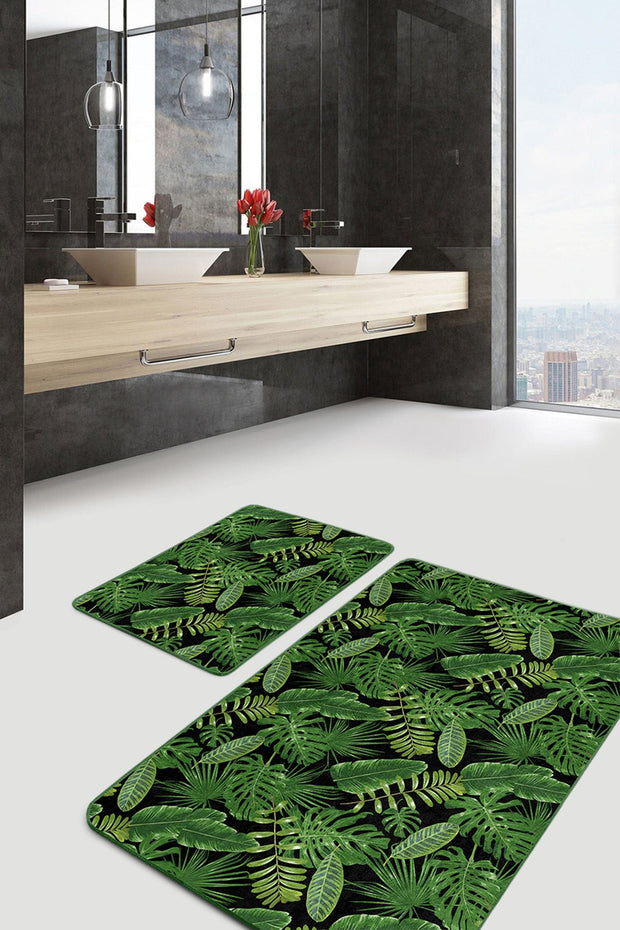 Set di 2 Tappetini da bagno antiscivolo Kenan BPS228 Rectangle Multicolore, 100 x 60 cm / 60 x 50 cm (2)