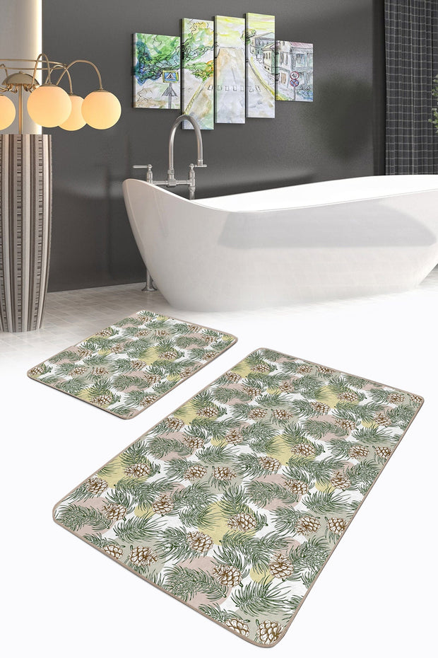 Set di 2 Tappetini da bagno antiscivolo Kenan BPS229 Rectangle Multicolore, 100 x 60 cm / 60 x 50 cm