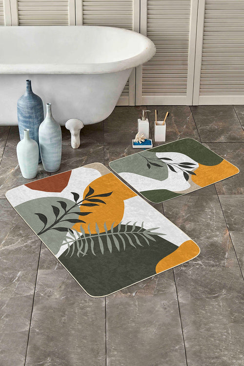Set di 2 Tappetini da bagno antiscivolo Lale BPS207 Rectangle Multicolore, 100 x 60 cm / 60 x 50 cm (1)