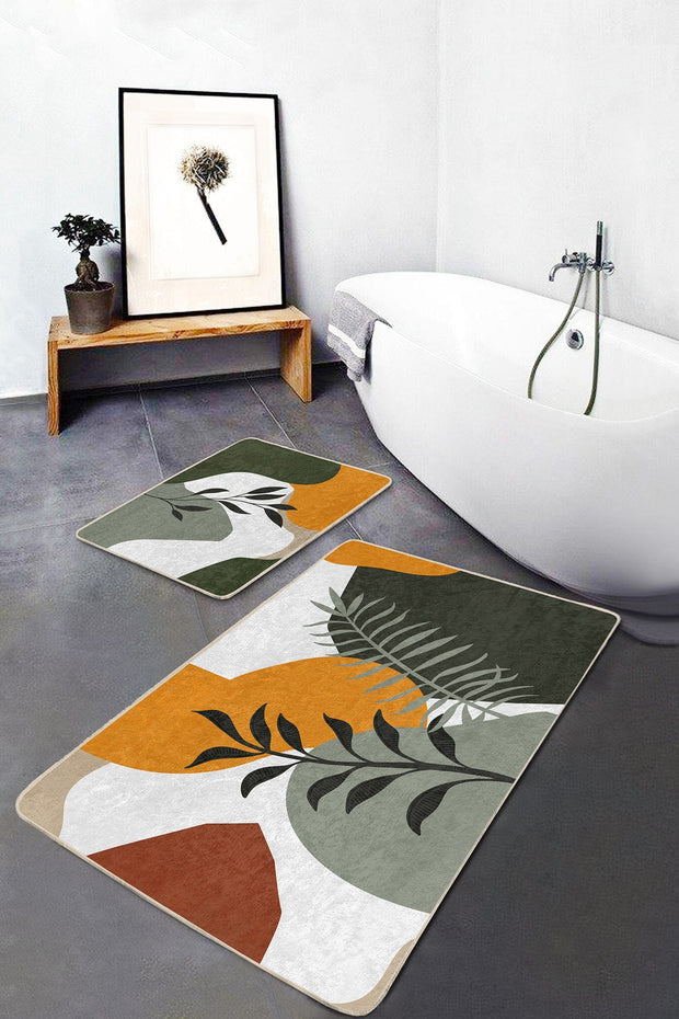 Set di 2 Tappetini da bagno antiscivolo Lale BPS207 Rectangle Multicolore, 100 x 60 cm / 60 x 50 cm (2)