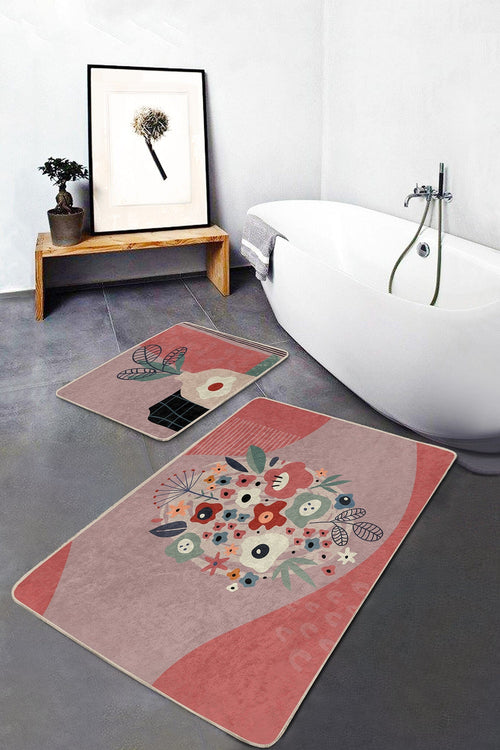 Set di 2 Tappetini da bagno antiscivolo Lale BPS209 Rectangle Multicolore, 100 x 60 cm / 60 x 50 cm (1)