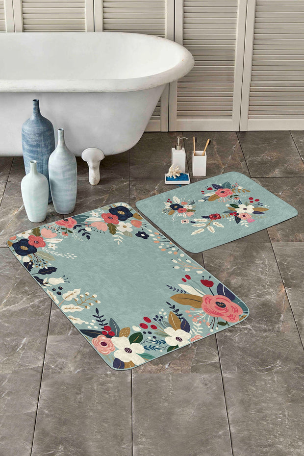 Set di 2 Tappetini da bagno antiscivolo Lale BPS210 Rectangle Multicolore, 100 x 60 cm / 60 x 50 cm (1)