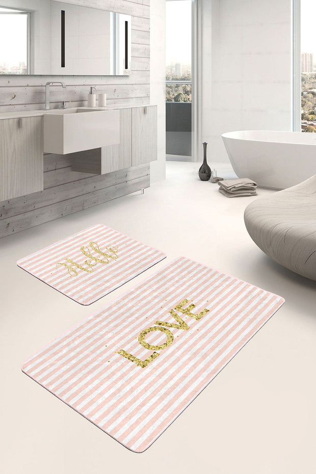Set di 2 Tappetini da bagno antiscivolo Lale BPS212 Rectangle Multicolore, 100 x 60 cm / 60 x 50 cm (1)
