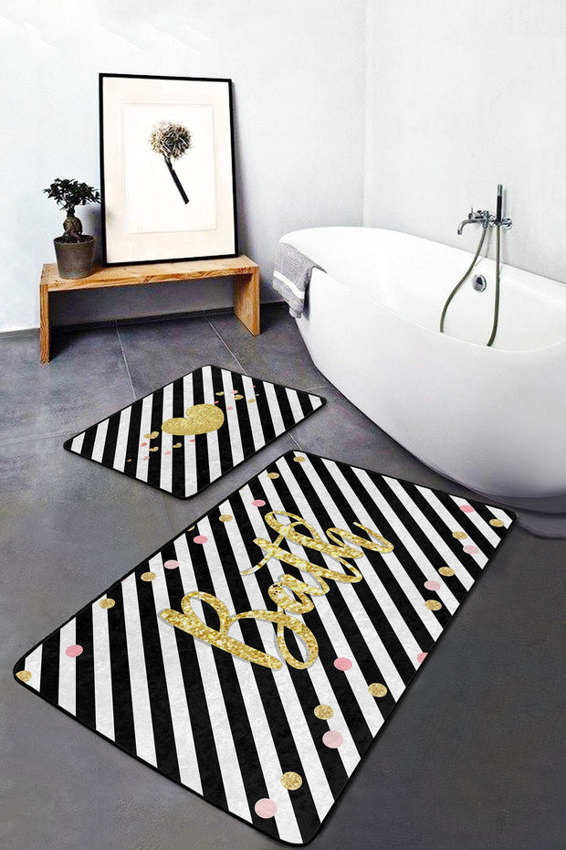 Set di 2 Tappetini da bagno antiscivolo Lale BPS213 Rectangle Multicolore, 100 x 60 cm / 60 x 50 cm (1)