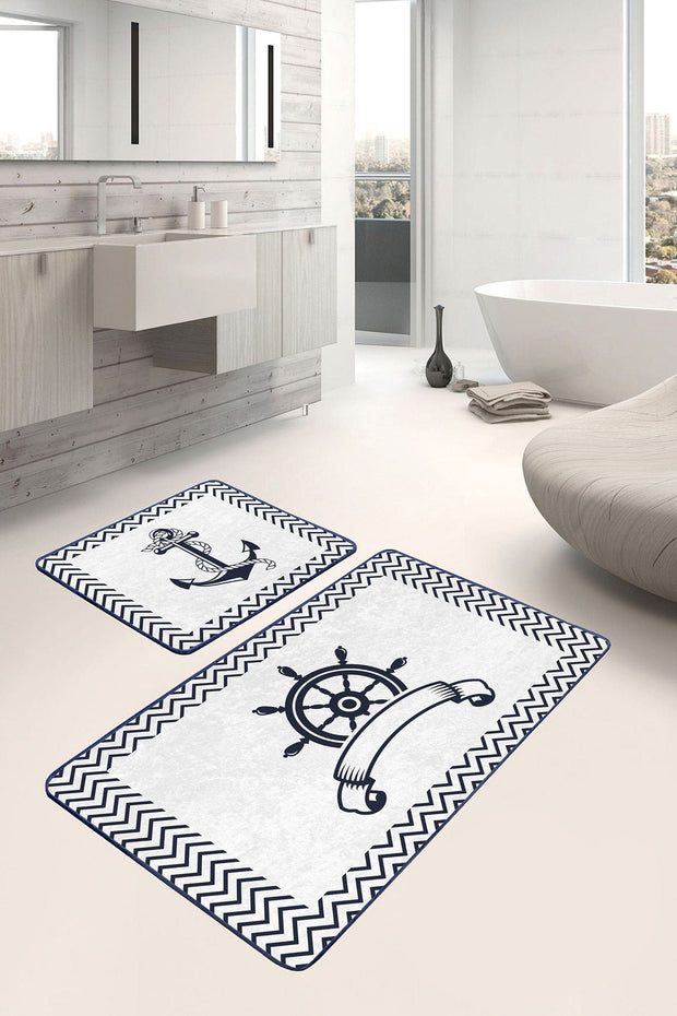 Set di 2 Tappetini da bagno antiscivolo Lale BPS215 Rectangle Multicolore, 100 x 60 cm / 60 x 50 cm (1)