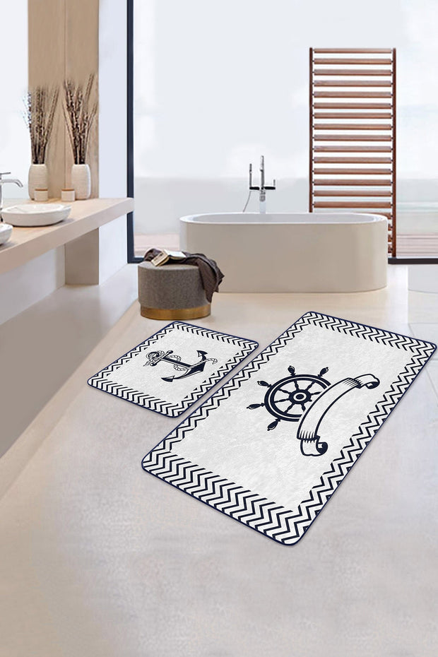 Set di 2 Tappetini da bagno antiscivolo Lale BPS215 Rectangle Multicolore, 100 x 60 cm / 60 x 50 cm (2)