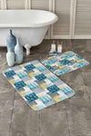 Set di 2 Tappetini da bagno antiscivolo Lale BPS217 Rectangle Multicolore, 100 x 60 cm / 60 x 50 cm