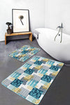 Set di 2 Tappetini da bagno antiscivolo Lale BPS217 Rectangle Multicolore, 100 x 60 cm / 60 x 50 cm (2)