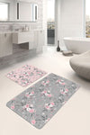 Set di 2 Tappetini da bagno antiscivolo Lale BPS218 Rectangle Multicolore, 100 x 60 cm / 60 x 50 cm (2)
