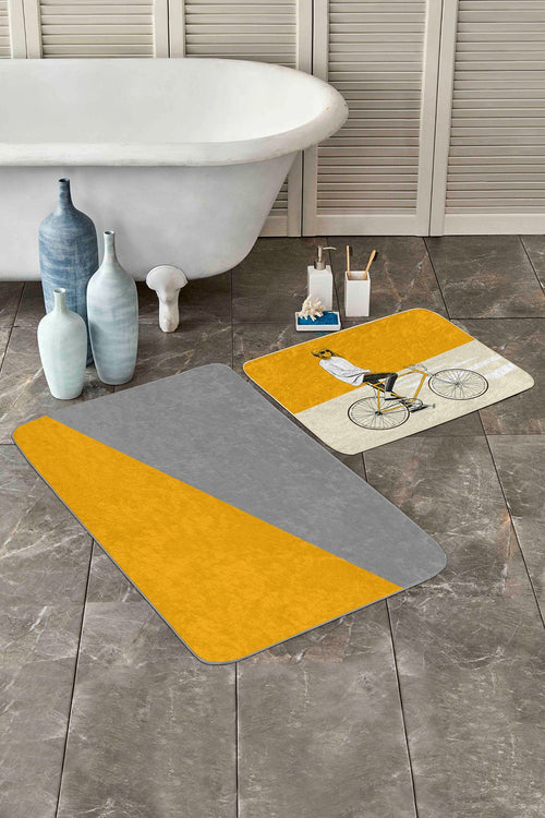 Set di 2 Tappetini da bagno antiscivolo Leyla BPS435 Rectangle Multicolore, 100 x 60 cm / 60 x 50 cm