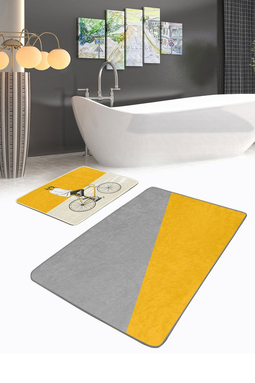 Set di 2 Tappetini da bagno antiscivolo Leyla BPS435 Rectangle Multicolore, 100 x 60 cm / 60 x 50 cm (1)